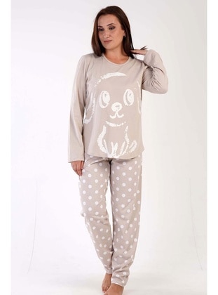 Beige - Plus Size Pyjamas - Vienetta