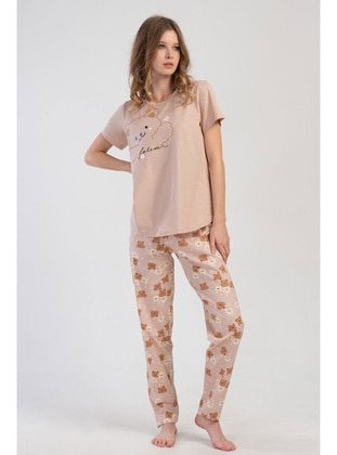 Pamuklu Kadın Kısa Kol Pijama Takım, 310110