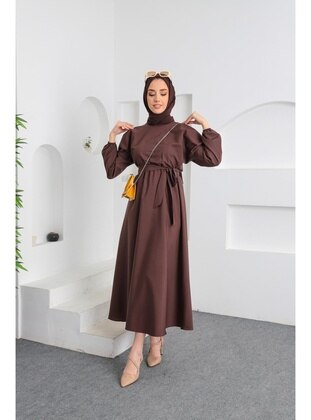 Brown - Modest Dress - Ensa Tesettür