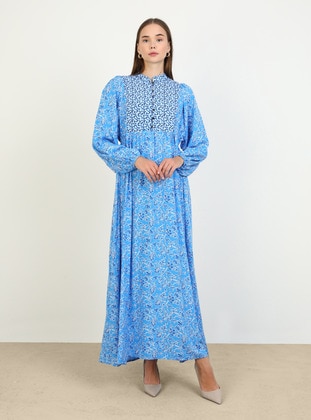 Blue - Unlined - Modest Dress - Refka