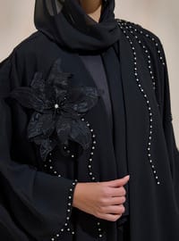 Stein Detail Abaya Schwarz