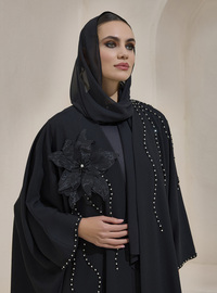 Stein Detail Abaya Schwarz
