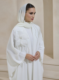 ELANA Abaya - Steinverziert Weiß