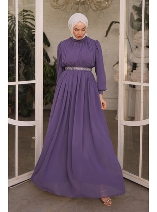 Lilac - Modest Evening Dress - Meqlife