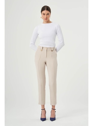 Beige - Pants - MIZALLE