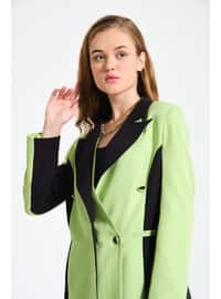 Green - Fully Lined - Double-Breasted - Jacket