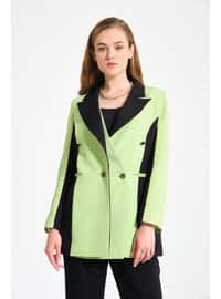 Green - Fully Lined - Double-Breasted - Jacket