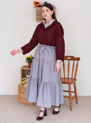 Burgundy - Knit Sweaters - Ceylan Otantik