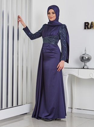 Navy Blue - Modest Evening Dress - Rana Zenn