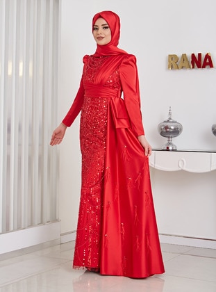 Red - Modest Evening Dress - Rana Zenn