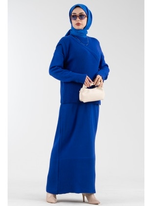 Saxe Blue - Knit Dresses - Sevitli