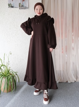 Brown - Modest Dress - Ceylan Otantik