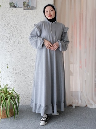 Grey - Modest Dress - Ceylan Otantik