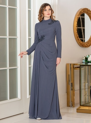 Anthracite - Modest Evening Dress - Ahunisa