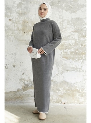 Anthracite - Polo neck - Knit Dresses - InStyle