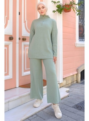 Mint Green - Knit Suits - Hafsa Mina