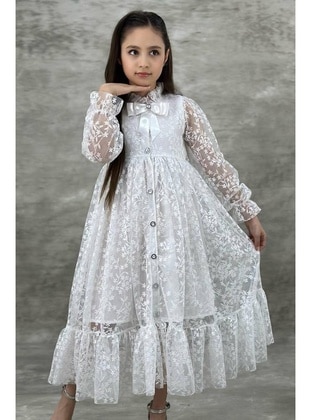 White - Girls` Dress - Riccotarz