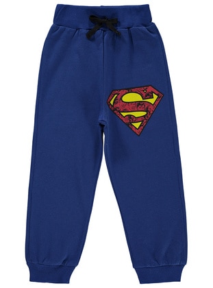 Saxe Blue - Boys` Sweatpants - Superman