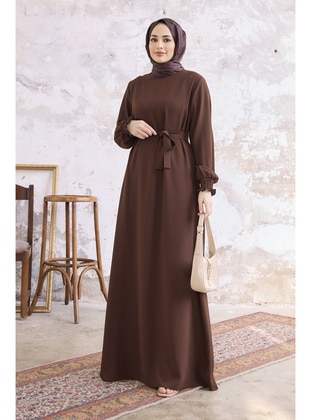 Brown - Plus Size Dress - Vavinor