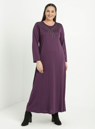 Purple - Plus Size Evening Dress - GELİNCE