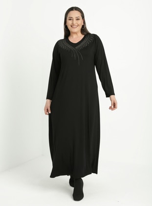 Black - Plus Size Evening Dress - GELİNCE
