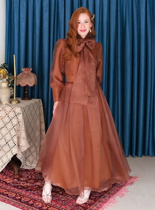 Brown - Evening Dresses - Ceylan Otantik