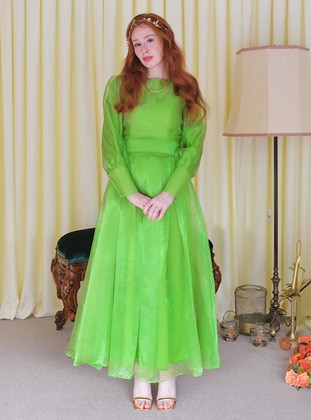 Pistachio Green - Evening Dresses - Ceylan Otantik