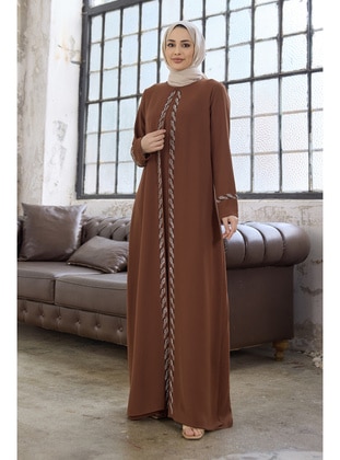 Camel - Plus Size Evening Dress - Vavinor
