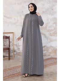 Grey - Plus Size Evening Dress