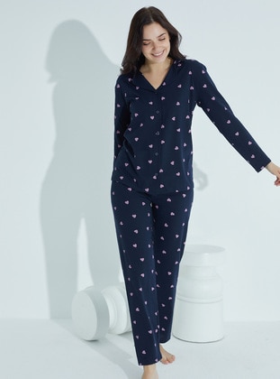 Navy Blue - Pyjama Set - Tampap