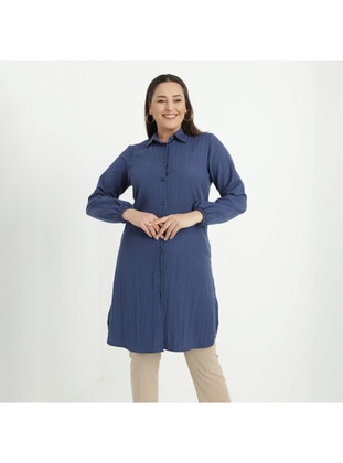 Navy Blue - Plus Size Tunic - GELİNCE