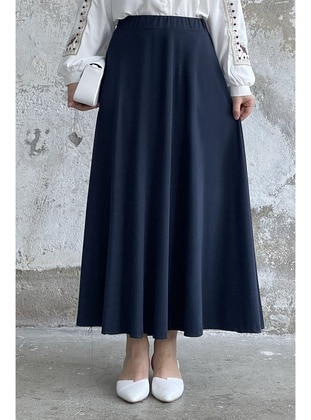 Navy Blue - Unlined - Skirt - InStyle