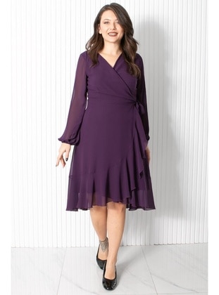Purple - Plus Size Evening Dress - MFA Moda