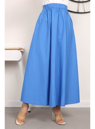 Saxe Blue - Unlined - Skirt - İmaj Butik
