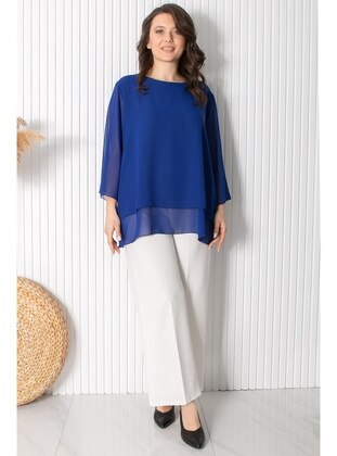 Saxe Blue - Plus Size Evening Dress - MFA Moda