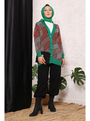 İmaj Butik Green Knit Cardigan