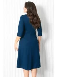 Navy Blue - Plus Size Evening Dress