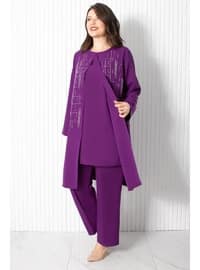 Purple - Plus Size Evening Dress