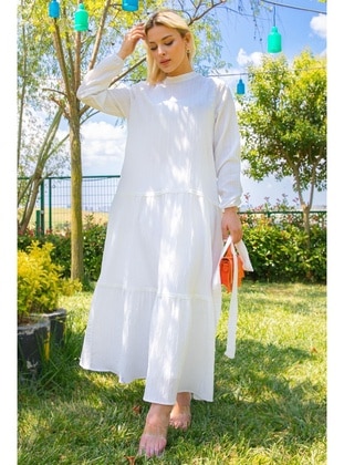 White - Modest Dress - Hafsa Mina