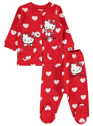 Hello Kitty  Kız Bebek Pijama Takımı 3-9 Ay Kırmızı