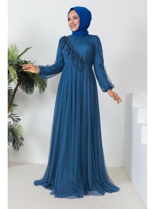 Indigo - Fully Lined - Modest Evening Dress - İmaj Butik