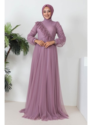 Lilac - Fully Lined - Modest Evening Dress - İmaj Butik