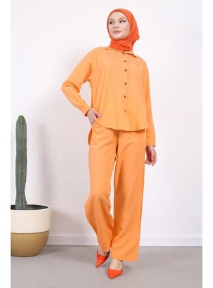Orange - Unlined - Suit - İmaj Butik