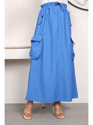 Saxe Blue - Unlined - Skirt - İmaj Butik
