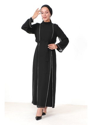 Black - Unlined - Plus Size Evening Dress - İmaj Butik