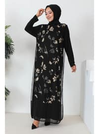 Black - Unlined - Plus Size Evening Dress