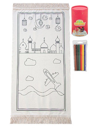 Painted Washable Educational Religious Toy Children`s Prayer Mat Set Red - İhvan