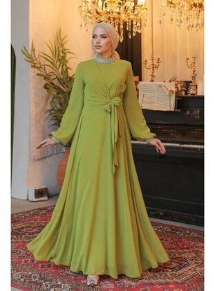 Olive Green - 1000gr - Modest Evening Dress - Hakimoda