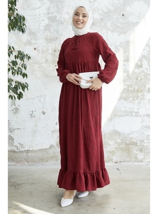 Burgundy - Modest Dress - InStyle