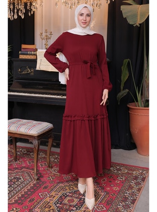 Burgundy - Modest Dress - Benguen